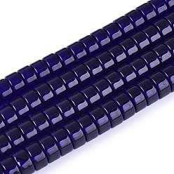 Полуночно-синий Прозрачные стеклянные бусины, плоско-круглые, темно-синий, 8~8.5x4~4.5 мм, отверстие : 0.7~1 мм, около 95~100 шт / нитка, 14.57~15.35'' (37~39 см)