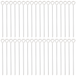 Серебро 40шт. 925 булавка для глаз из стерлингового серебра, серебряные, 25x3 мм, штифты : 0.5 мм