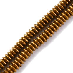 с Золотистым Покрытием Гальванические немагнитных гематит бисер пряди, диск, с золотым покрытием, 4x1.5~2 мм, отверстие : 1 мм, около 250~252 шт / нитка, 15.98'' (40.6 см)