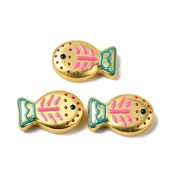 Pink Бусины из стеклянной эмали, окрашенные методом запекания, рыба, розовые, 20x13x5.5 мм, отверстие : 1.4 мм