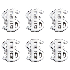 Platinum 6Pcs Dollar Sign Brass Lapel Pin Backs for Backpack Clothes, Platinum, 19.5x15mm
