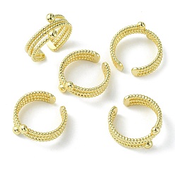 Настоящее золото 18K Латунная тройная линия с открытым манжетным кольцом для женщин, без свинца и без кадмия, реальный 18 k позолоченный, размер США 8 (18.1 мм)