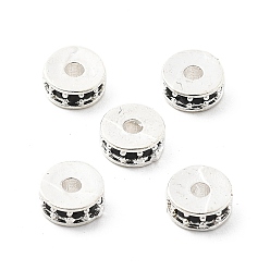 Серебро Латунные микро проложить кубического циркония бусы, долговечный, стойки покрытие, плоско-круглые, серебряные, 6x2.5 мм, отверстие : 1.8 мм