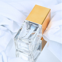 Gold Glass Empty Press Pump Bottles, Refillable Travel Cosmetic Emulsion Storage Bottle, Gold, 2.9x2.9x8.5cm, Capacity: 30ml(1.01fl. oz)