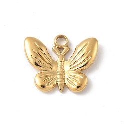 Настоящее золото 18K 304 прелести нержавеющей стали, очарование бабочки, реальный 18 k позолоченный, 12x15x2.5 мм, отверстие : 2 мм