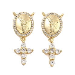 Angel & Fairy Кулон из циркония, без кадмия и без свинца, золотые, ангел и фея, 28x11x4 мм, отверстие : 1 мм