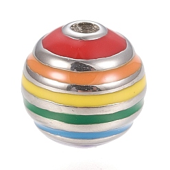 Нержавеющая Сталь Цвет 304 из нержавеющей стали бусы, улей бисер, с эмалью, круглые, красочный, цвет нержавеющей стали, 8.5 мм, отверстие : 1.6 мм