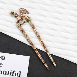 Sienna Cellulose Acetate Rabbit Hair Forks, Hairpin Hair Accessory, Sienna, 140x14mm