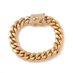 Золотой Ионное покрытие (ip) 304 браслет из цепочек из нержавеющей стали с застежкой в виде черепа со стразами для женщин, золотые, 9-1/4 дюйм (23.5 см)