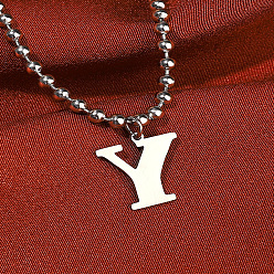 Letter Y Браслеты на ногу с подвеской из сплава в виде шариковой цепи, браслеты с буквенным амулетом, платина, Письмо Y, 7-7/8 дюйм (200 мм)
