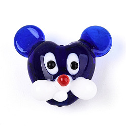 Темно-Синий Бусины лэмпворк , мышей, темно-синий, 18~21x21~24x12~13 мм, отверстие : 1.5~1.8 мм