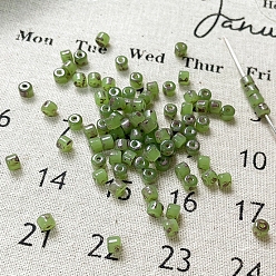 Зеленый Цилиндрические бусины ручной работы в технике лэмпворк, колонка, зелёные, 4~4.5x4~4.5 мм, отверстие : 1.5 мм, 83 шт / 10 г