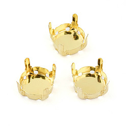 Золотой 201 нержавеющая сталь для пришивания зубцов, настройки когтей для стразов с плоской обратной стороной, плоско-круглые, золотые, пригодный для стразов 9 мм, 9x6 мм, отверстие : 1 мм