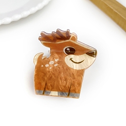 Олень Акриловые коготь заколки, цвет шоколада, олень, 59x54 мм