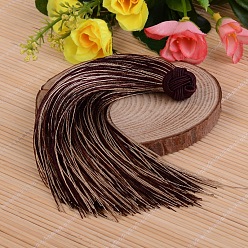 Кокосово-Коричневый Красивый дизайн украшения нейлон кисточкой кулон, кокосового коричневый, 160x18 мм, отверстие : 4 мм