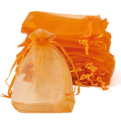 Оранжево-Красный 50мешки из органзы, мешочки для хранения ювелирных изделий, свадебные сувениры, сетчатые подарочные пакеты на шнурке, мешочки из органзы для попурри, оранжево-красный, 12x9 см