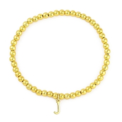 Letter J Латунные подвески браслеты, реальный 18 k позолоченный, буква J, 0.16 дюйм (0.4 см), внутренний диаметр: 2.17 дюйм (5.5 см), Кулон : 10~10.5x2.5~8 мм