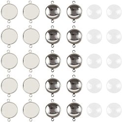 Mixed Color DIY Links Connectors Making Kits, with Transparent Glass Cabochons, Brass Cabochon Connector Settings, Mixed Color, Connector Settings: 21.5x16x2.5mm, Hole: 1.5mm, 30pcs/box