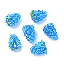 Темно-Голубой Бусины лэмпворк , винограды, глубокое синее небо, 21~24x15~17 мм, отверстие : 1.8 мм