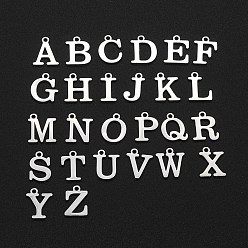 Нержавеющая Сталь Цвет Не тускнеющие 201 подвески из нержавеющей стали, лазерная резка, алфавита A ~ Z, цвет нержавеющей стали, 12x7~10x1 мм, отверстие : 1.5 мм, 26 шт / комплект