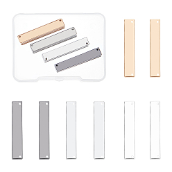 Mixed Color Brass Links, Stamping Blank Tag, Rectangle, Mixed Color, 40pcs/box