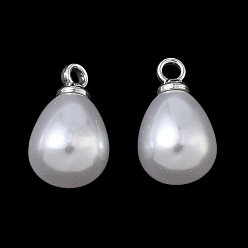 Платина Подвески из АБС-пластика с жемчугом, слеза, с петлей из сплава, платина, 13x8 мм, отверстие : 1.6 мм