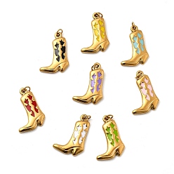 (52) Непрозрачная лаванда 304 нержавеющей стальной эмали подвески, брелоки для ботинок, ионное покрытие (ip), реальный 18 k позолоченный, с целью перехода в кольце, разноцветные, 19x13.5x2 мм, отверстие : 3.2 мм