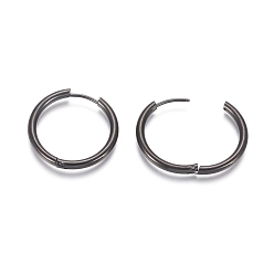 Electrophoresis Black 304 Stainless Steel Huggie Hoop Earrings, Hypoallergenic Earrings, with 316 Surgical Stainless Steel Pin, Electrophoresis Black, 10 Gauge, 25x2.5mm, Pin: 1mm, Inner Diameter: 20mm