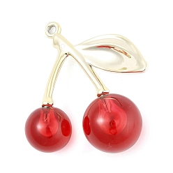Красный Гальваническое покрытие акриловые большие подвески, вишня, красные, 56x53x23 мм, отверстие : 3 мм
