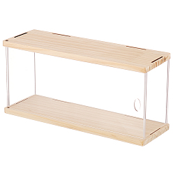 Цвет Древесины Прозрачная акриловая витрина для минифигурок, для моделей, строительные блоки, держатели для кукол, с деревянным основанием и верхом, прозрачные, деревесиные, готовое изделие: 31x10x14 см