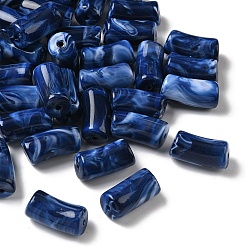 Темно-Синий Акриловые шарики Gemstone имитация, изогнутая трубка, два тона, темно-синий, 29x14x14.5 мм, отверстие : 2.5 мм, Около 111 шт / 500 г