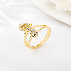 Letter U Латунные микро проложить пальцев кольца кубического циркония, без кадмия, без никеля и без свинца, для женщин, Буква U, размер США 3 (14 мм)