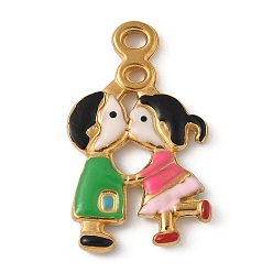 Разноцветный 304 нержавеющей стальной эмали подвески, золотые, амулеты для мальчиков и девочек, красочный, 27x16x3 мм, отверстия : 1.8x2 mm и 1.5 мм