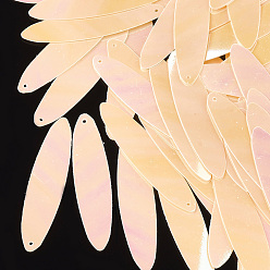 Легкий Лосось Аксессуары для орнаментов, пластиковые пайетки / блестки из пвх, AB цвет, овальные, светлый померанцевый, 40.5x10x0.3 мм, Отверстие : 0.9 мм , около 3800 шт / 500 г