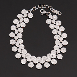 Платина 304 браслеты из нержавеющей стали с плоскими круглыми звеньями для женщин, платина, 6-3/4 дюйм (17 см)