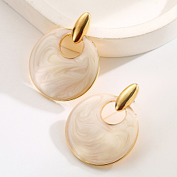 Желтая Старая Ткань  Сплав эмаль серьги, плоско-круглые, золотые, старое кружево, 45x35 мм