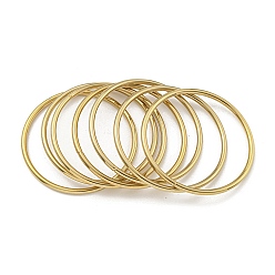 Золотой 7шт. вакуумное покрытие pvd 202 наборы браслетов из простых колец из нержавеющей стали, штабелируемые браслеты для женщин, золотые, внутренний диаметр: 2-1/8 дюйм (5.5 см), 3 мм