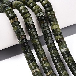 Chinese Jade Naturales chinos de cuentas de jade hebras, disco, perlas heishi, 7.5~8.5x3~4 mm, agujero: 0.9~1 mm, sobre 106~126 unidades / cadena, 14.96~15.94 pulgada (38~40.5 cm)
