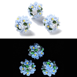 Светло-Голубой Бусины-шарики из полимерной глины со стразами и светом, с акриловым цветок, для изготовления бисерных ручек для изготовления бижутерии и брелоков, Небесно-голубой, 20~23 мм, отверстие : 2~3 мм