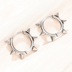 Stainless Steel Color 201 Stainless Steel Hoop Earrings for Women, Cone, with 304 Stainless Steel Pin, Stainless Steel Color, 14x19x3mm
