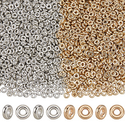 Платиновый & Золотой 2000 шт 2 цвета пластиковые бусины ccb, круглые кольца, платиной и золотом, 6x2 мм, отверстие : 2 мм, 1000 шт / цвет