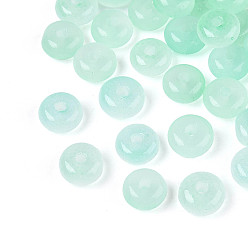 Зеленый Окрашенные в духовке бусины из искусственного нефрита, рондель, зелёные, 6~6.5x3.5 мм, отверстие : 1.2~1.4 мм, Около 5000 шт / 1000 г