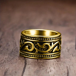 Золотой Винтажный тотем 304 широкие кольца из нержавеющей стали для мужчин, золотые, размер США 11 (20.6 мм)