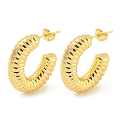 Настоящее золото 18K Серьги-гвоздики из латуни с реечным покрытием, долговечный, без свинца и без кадмия, с-образный, реальный 18 k позолоченный, 29.5x7 мм