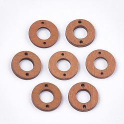 Chocolate Painted Poplar Wood Links, Donut, Chocolate, 18x2.5mm, Hole: 1.6mm