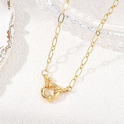 Oro Collares de cadena Figaro de latón con cierres de anillo de resorte de acero inoxidable, dorado, 304 pulgada (17.13 cm)