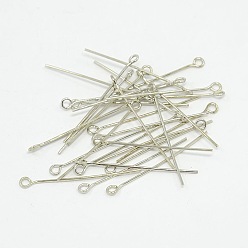 Платина Латунный штифт, без никеля , платина, 32x0.7 мм, отверстие : 2 мм, Около 7600 шт / 1000 г