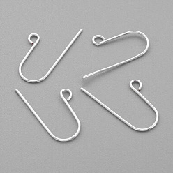 Silver Sterling Silver Earring Hooks, Silver, 12.5~14x8mm, Hole: 1.5mm, 21 Gauge, Pin: 0.7mm