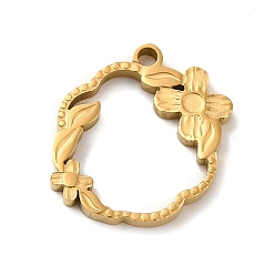 Настоящее золото 18K Ионное покрытие (ip) 304 подвески из нержавеющей стали, текстурированная и лазерная резка, цветочный шарм, реальный 18 k позолоченный, 15x14x1.5 мм, отверстие : 1.4 мм