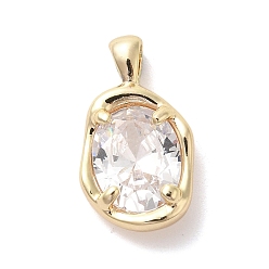 Прозрачный Золотые латунные микро проложить кубического циркония подвески, овальные, прозрачные, 18.5x10.5x5 мм, отверстие : 3x1.5 мм